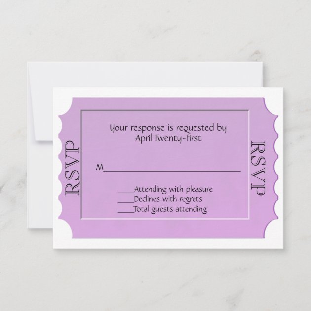 Lavender Ticket Look RSVP Response Card
