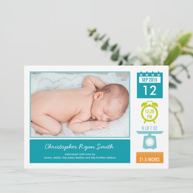 Precious Statistics Birth Announcement - Blue