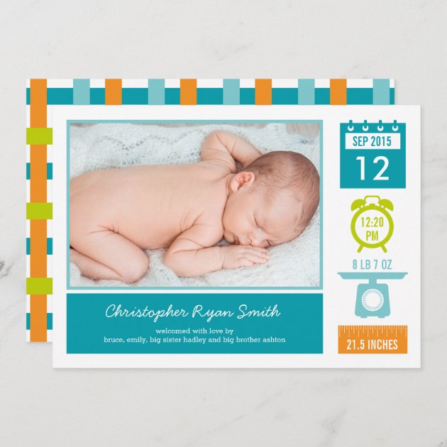 Precious Statistics Birth Announcement - Blue