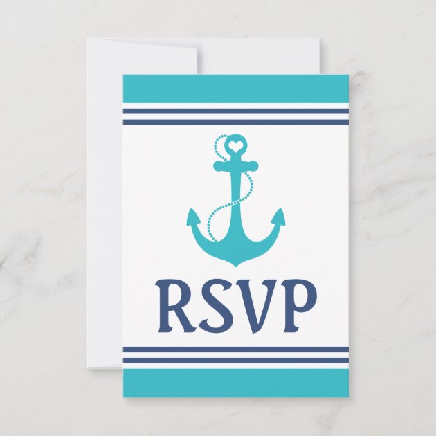 Turquoise Nautical Wedding RSVP