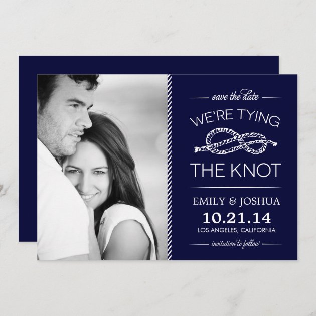 Navy Blue Tying The Knot Photo Save The Date