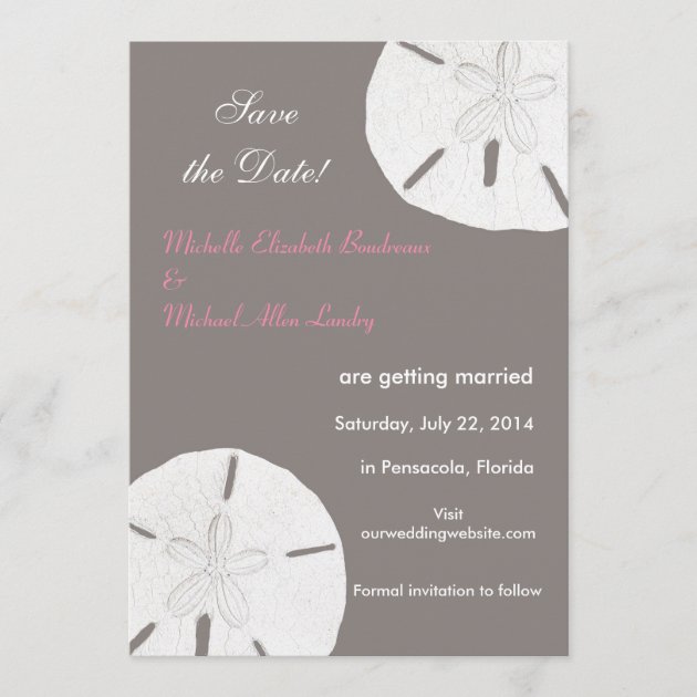 Sand Dollar Gray Pink Save the Date