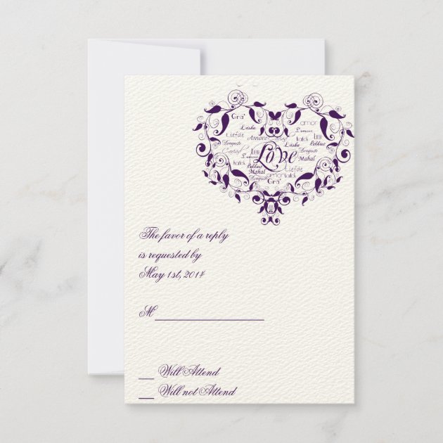 Love in Any Language in Purple Response card