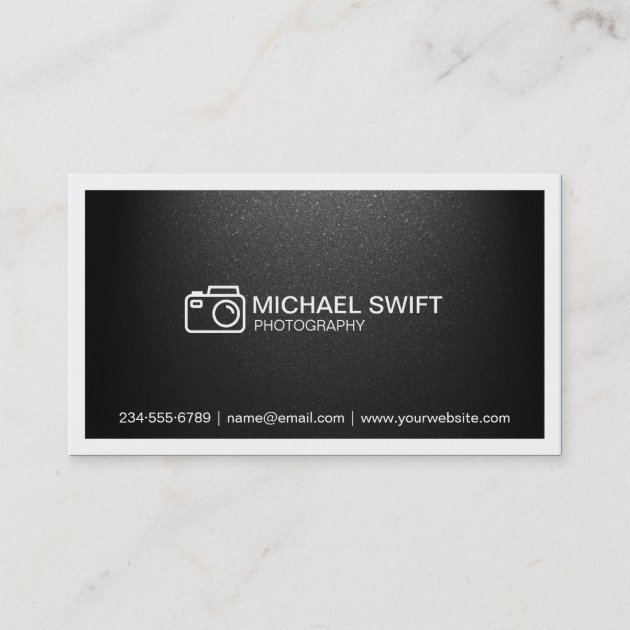 Photography Showcase Minimal Simple Matte Black Business Card (front side)
