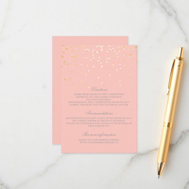 Gold Blush Confetti Wedding Details - Information Enclosure Card