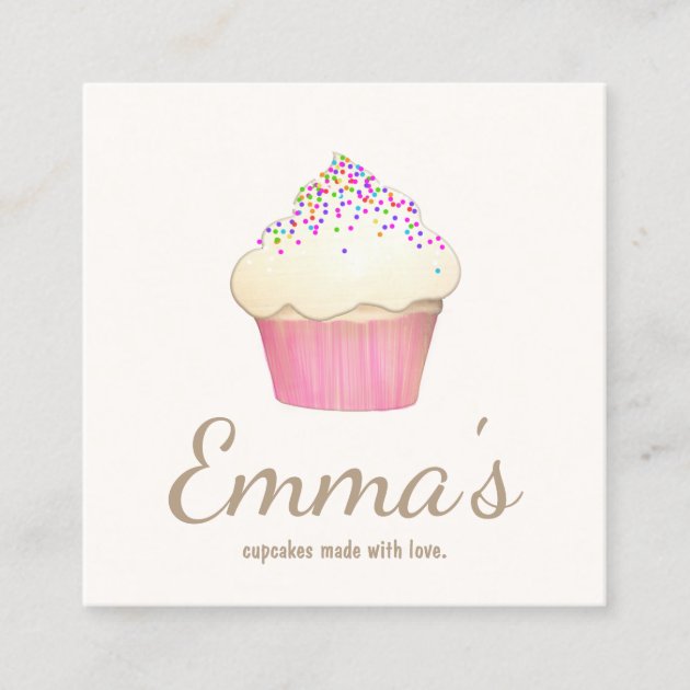 Cupcake Baker Bakery Chef Catering Square Business Card