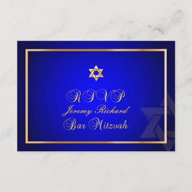 PixDezines rsvp Star, Bar Mitzvah/royal blue+gold
