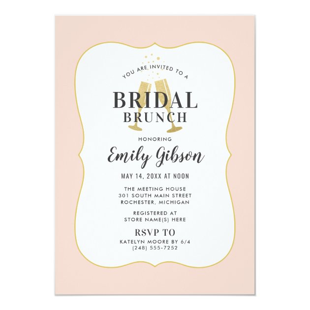 Bridal Brunch Invitation | Blush Champagne Toast