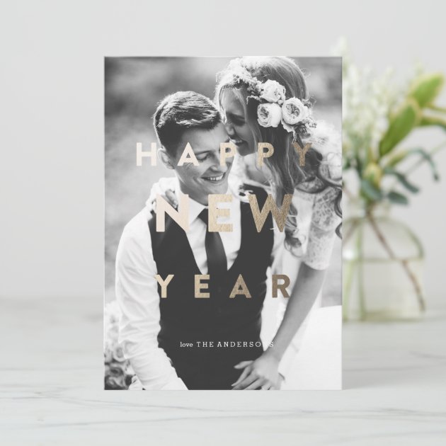 Happy New Year! | New Year Gold Holiday Photo Card