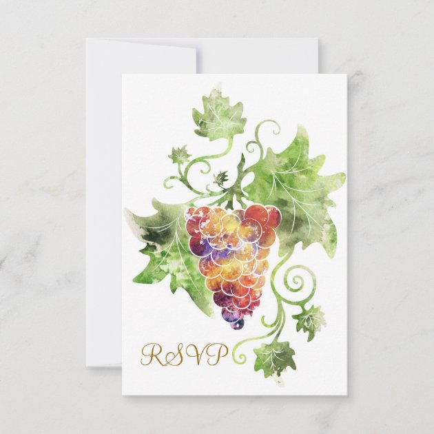 Elegant Red Grapes Watercolor RSVP Card