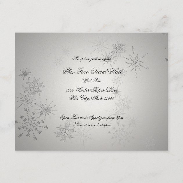 Silver Snowflake Wedding Reception Enclosure Card