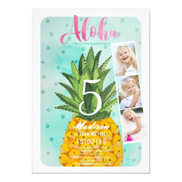 Tropical Birthday | Pineapple Fruit | Invitations