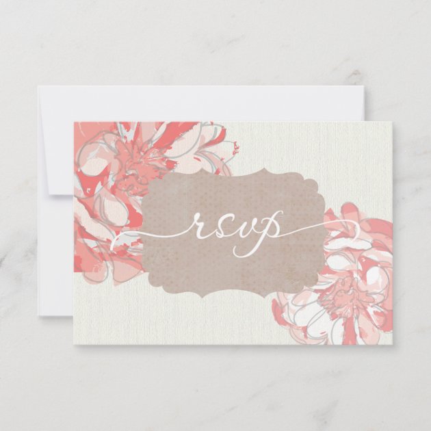 Pink and Coral Peonies RSVP Card