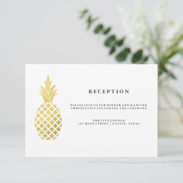 Elegant Gold Pineapple Wedding Reception Enclosure Card