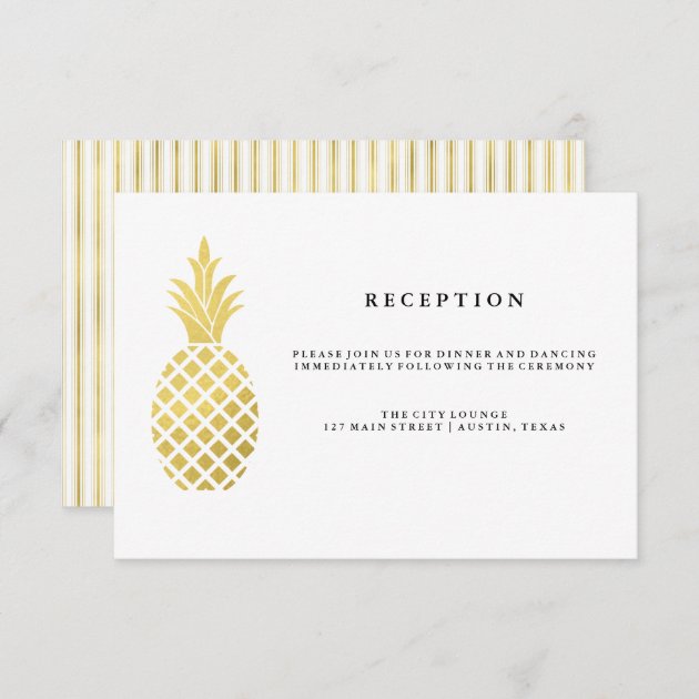 Elegant Gold Pineapple Wedding Reception Enclosure Card