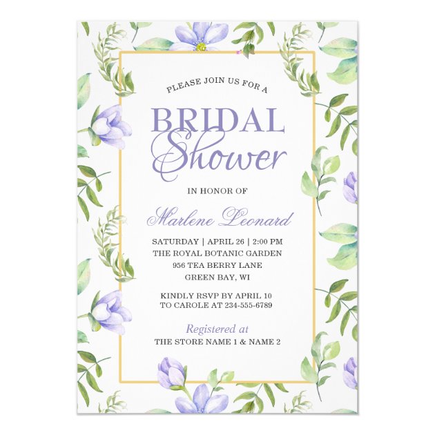 Dreamy Purple Garden Romantic Bridal Shower Invitation