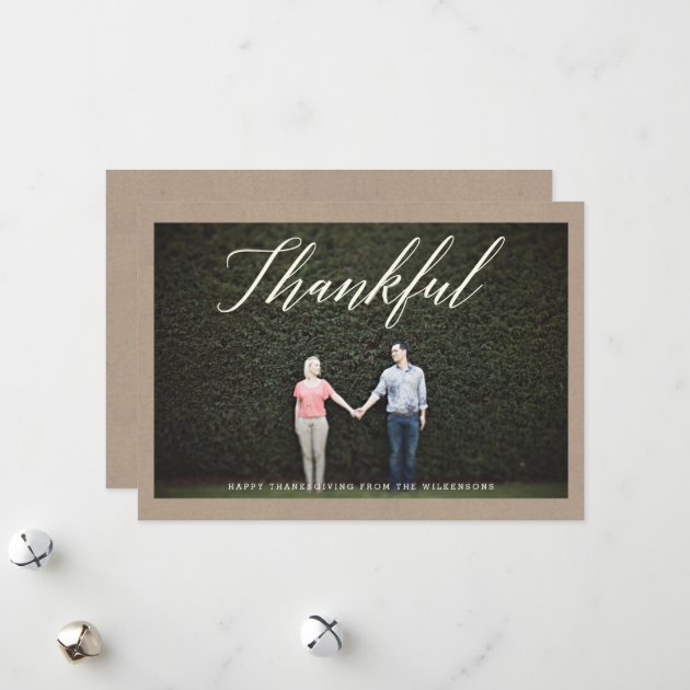Happy Thanksgiving Thankful Wishes Photo Greeting Holiday Card