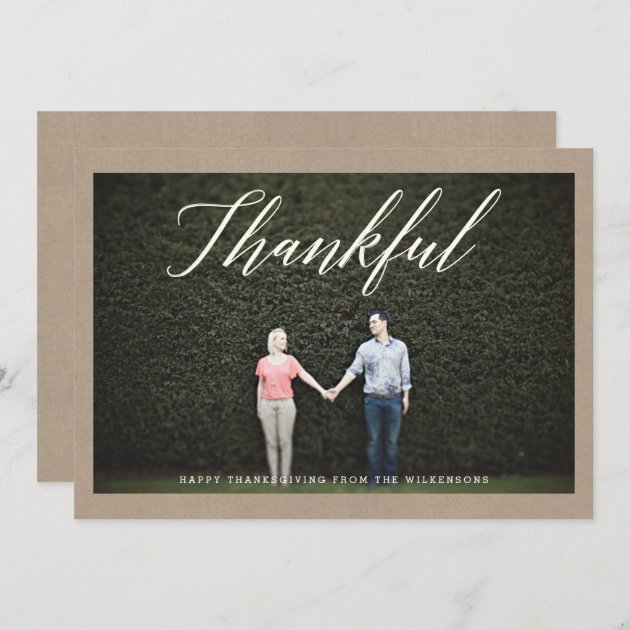 Happy Thanksgiving Thankful Wishes Photo Greeting Holiday Card