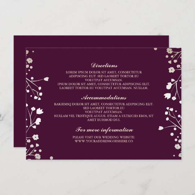 Baby's Breath Plum Wedding Details - Information Enclosure Card