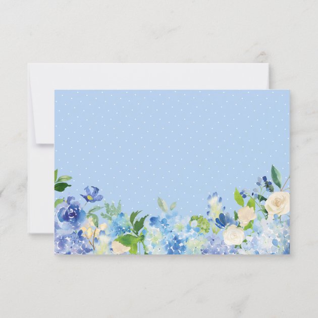 Blue Hydrangeas Floral Chic Wedding RSVP Reply