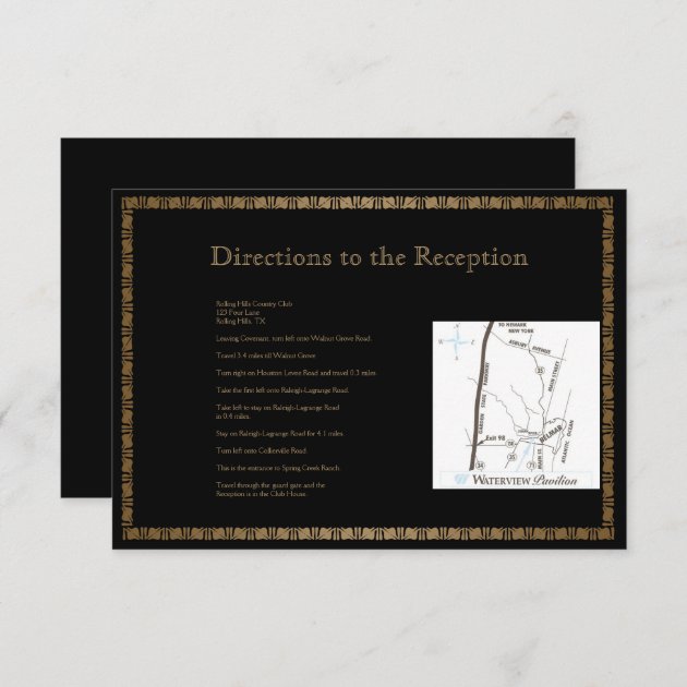 Black And Gold Art Deco Peacock Wedding Directions Enclosure Card