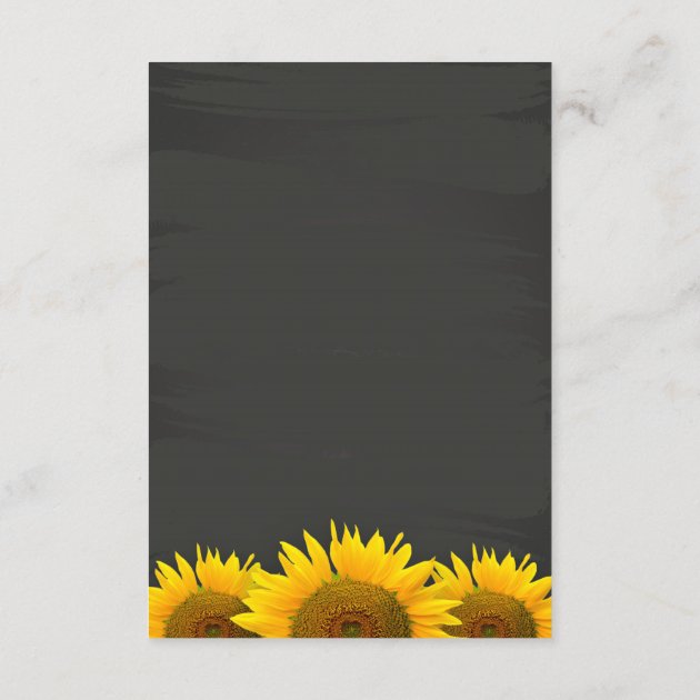 Wedding Reception Card Sunflowers Chalkboard