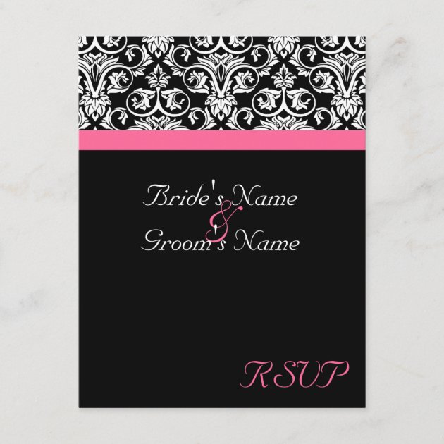 Black with Pink Passion Wedding Matching RSVP