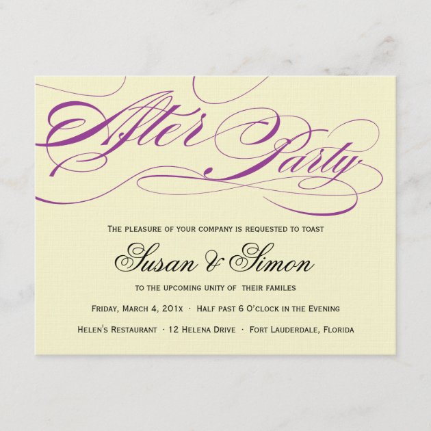 Elegant Script After Party Invitation Purple