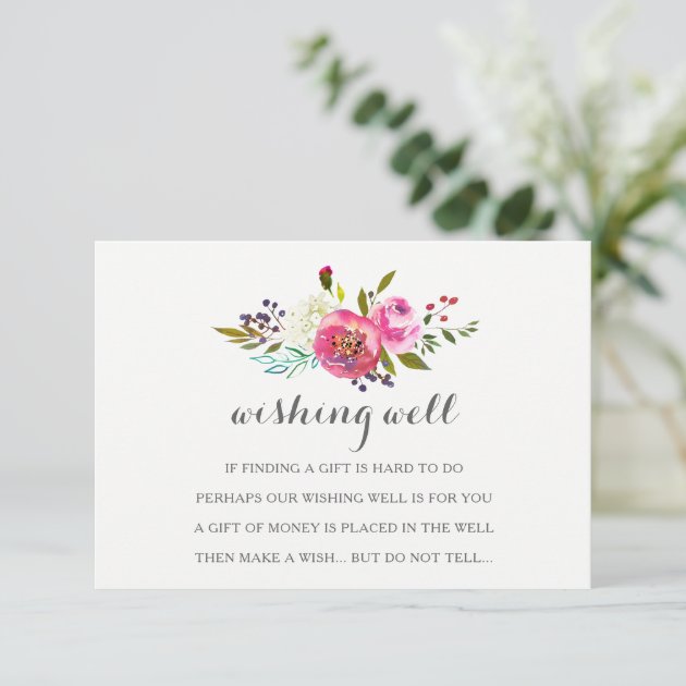 Romantic Watercolor Floral Wishing Well Cards