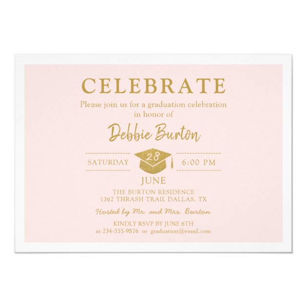 Pink & Gold Nursing School Photo Graduation Party Card