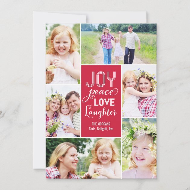 Collage Wishes Holiday Photo Card - Red