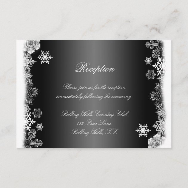 Black and White Snowflake Wedding Reception Enclosure Card