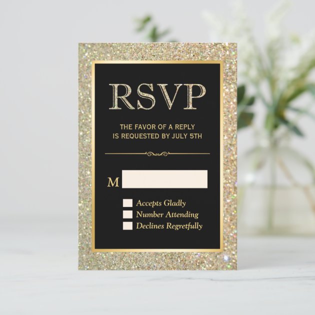 Trendy Gold Glitter Sparkles RSVP Response Card