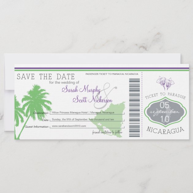 Nicaragua Save the Date Boarding Pass