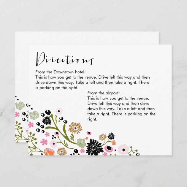Pretty Bouquet Floral Directions Info Card Invite