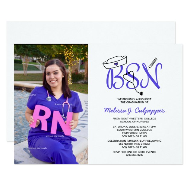 BSN Nurse Photo Graduation Pinning Party / Purple Card
