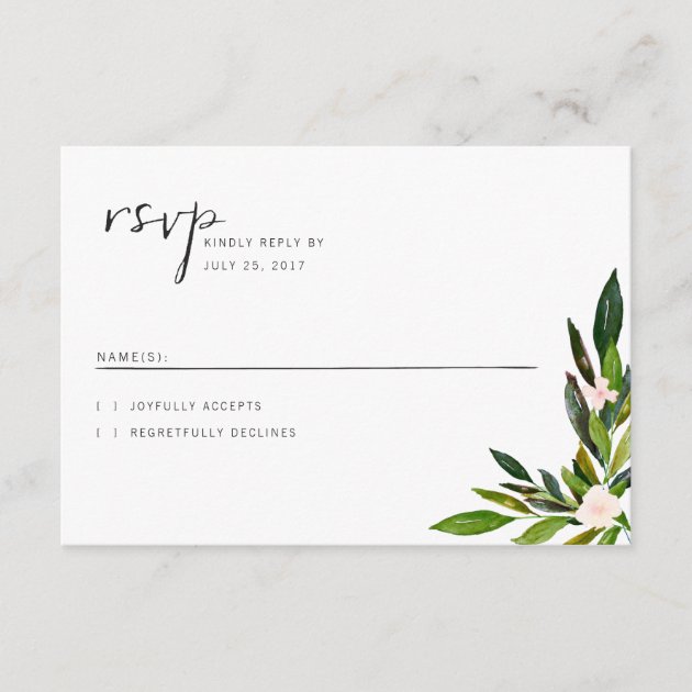 Greenery Wedding Invitation Set RSVP Card