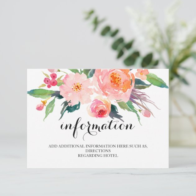 Chic Floral Wedding Information/Details 2-Side Enclosure Card