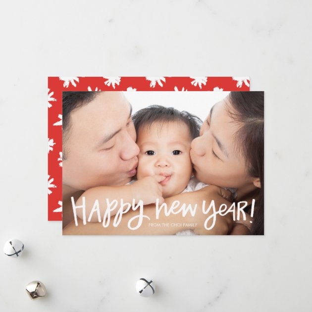 Hand Lettered Full Bleed New Year Photo Card
