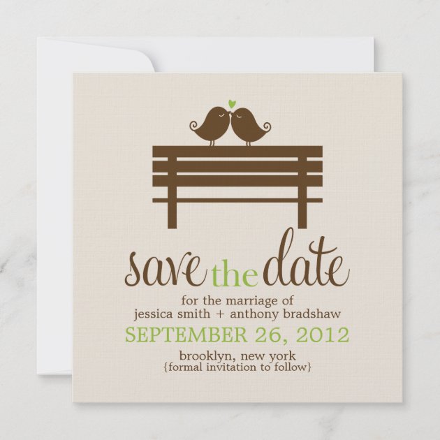 Love Birds on Park Bench Wedding Save The Date