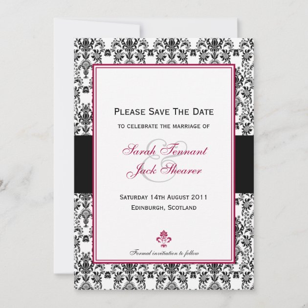 Black & White Damask Save The Date