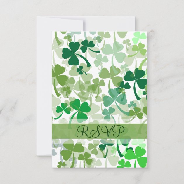 Green Clovers All Over RSVP Card