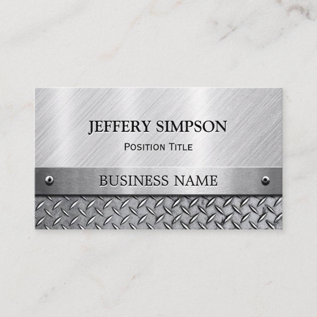 Modern Brushed Metal Look - Fully Customizable Business Card (front side)