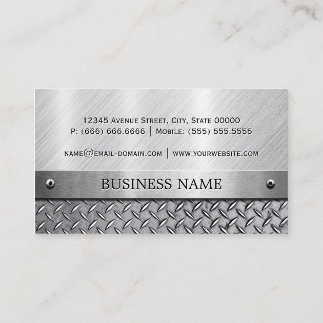 Modern Brushed Metal Look - Fully Customizable Business Card (back side)
