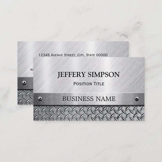 Modern Brushed Metal Look - Fully Customizable Business Card (back side)
