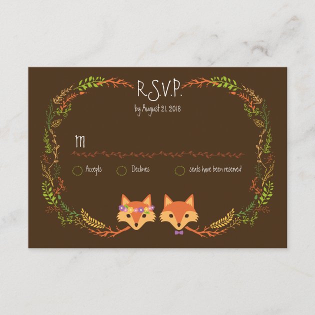 Whimsical Woodland Foxes Wedding RSVP