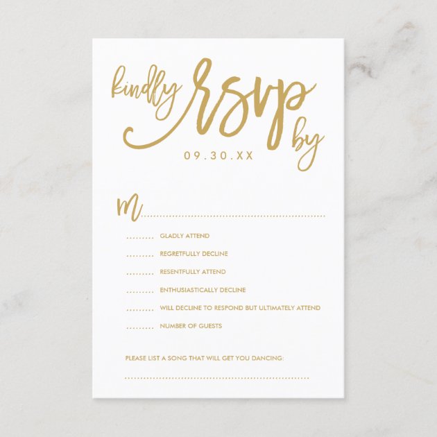 Chic Hand Lettered Wedding RSVP Options Card