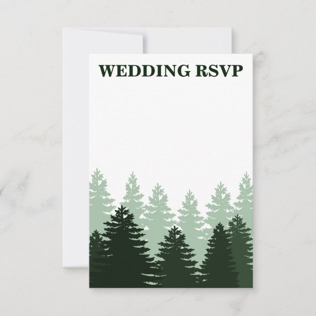 Pine Green Enchanted Forest Wedding RSVP Cards