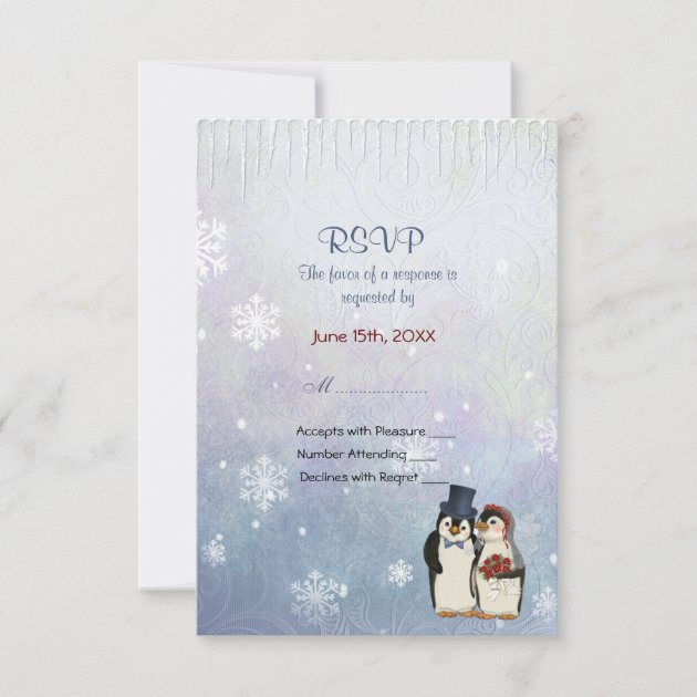 Penguin Wedding with Snowflakes - RSVP