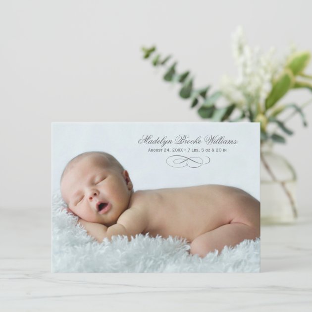 Photo Birth Announcement Card | Script Elegance